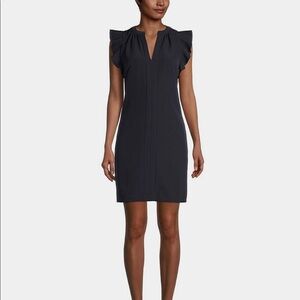 Vince Camuto Splitneck Ruffle-Sleeve Mini Dress